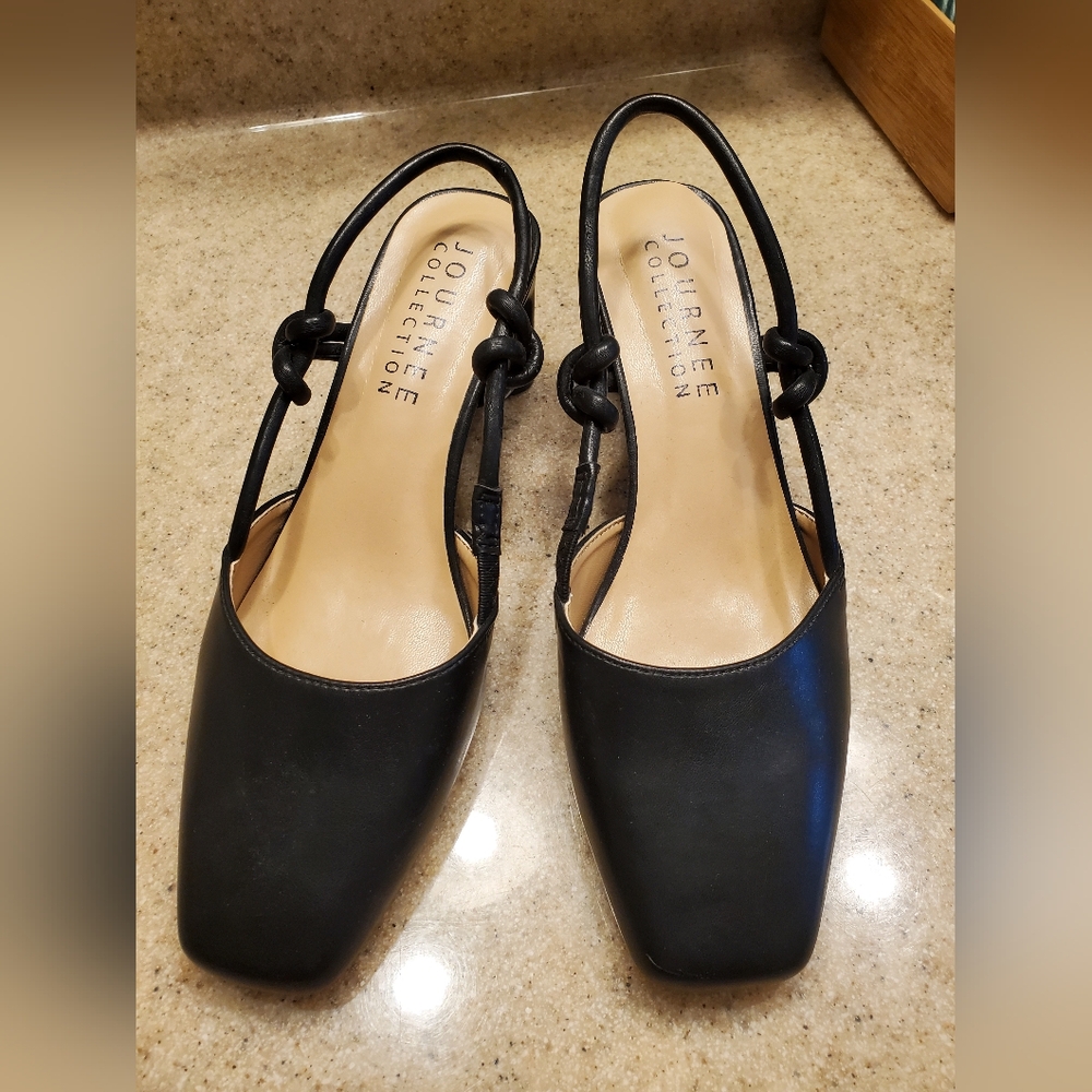 Journee Collection Black Slingback Heels